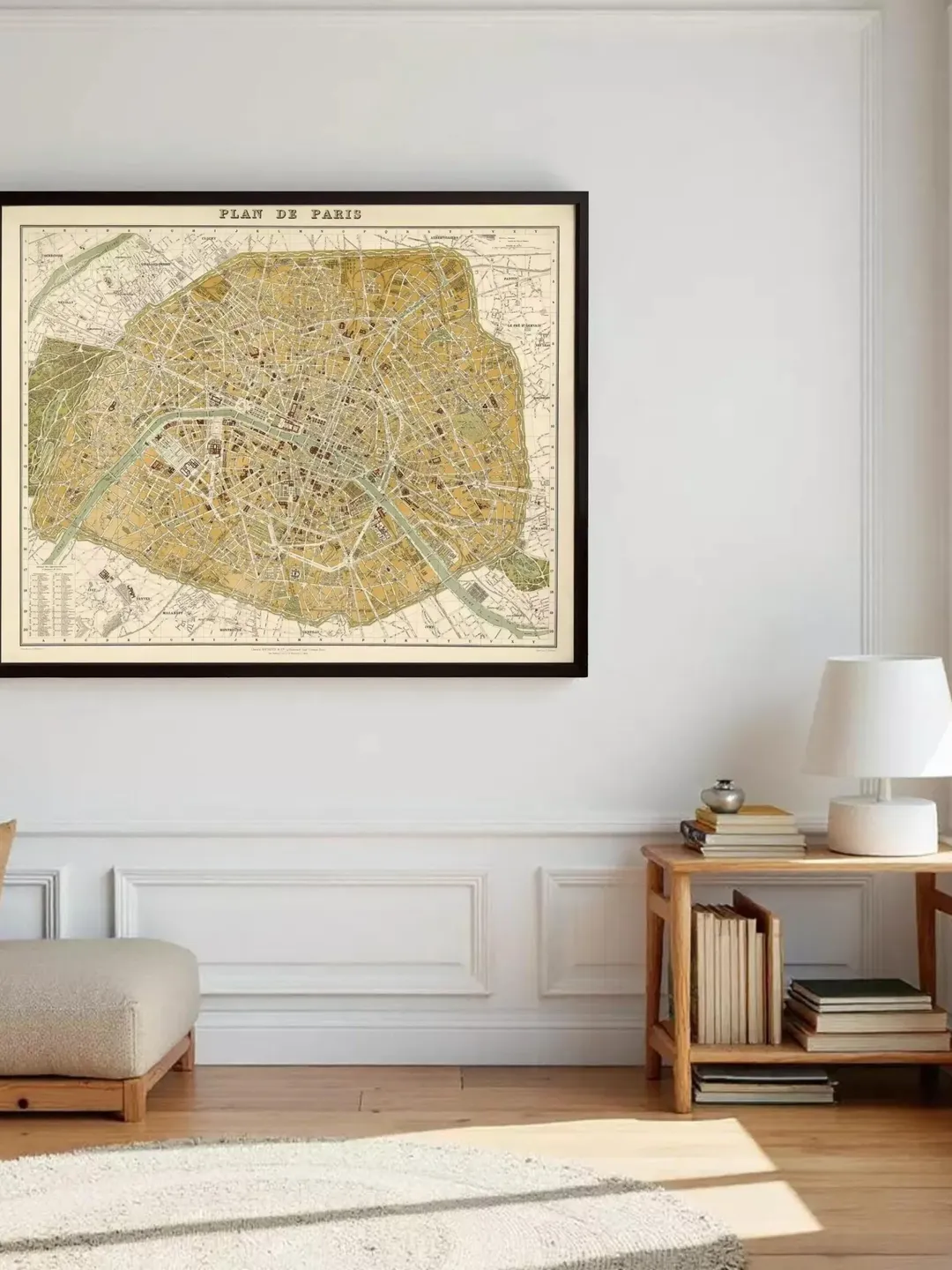 Vintage Paris Map Print | 1889 France Plan, Wall Art