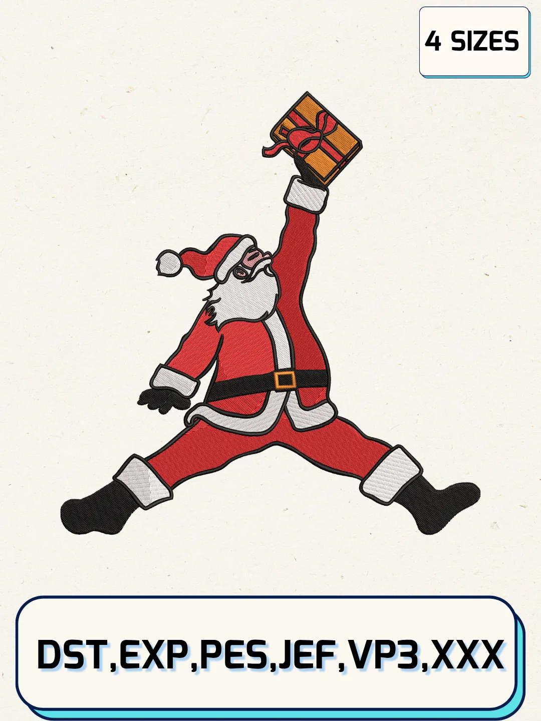 Michael Jordan Santa Claus Christmas Embroidery Design,Christmas Embroidery Designs,Machine Embroidery Files,Michael Jordan  Embroidery Design,4 Sizes