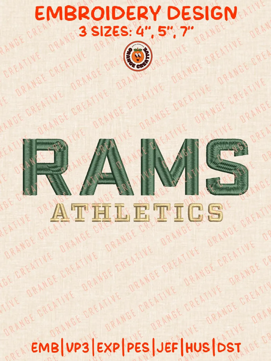Rams Athletics Embroidery Design, NCAA Colorado State Rams Team Logo Embroidery Design, Machine Embroidery Design File, 4 Sizes, Custom Size, Digital Download