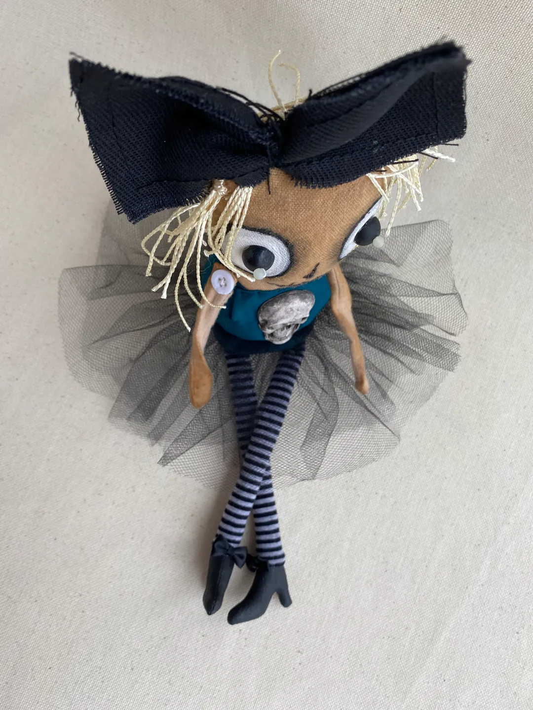 Creepy doll for oddities home decor . Cute doll for gothic gift . Halloween home decor . Gothmas . Creepmas . Black Christmas .