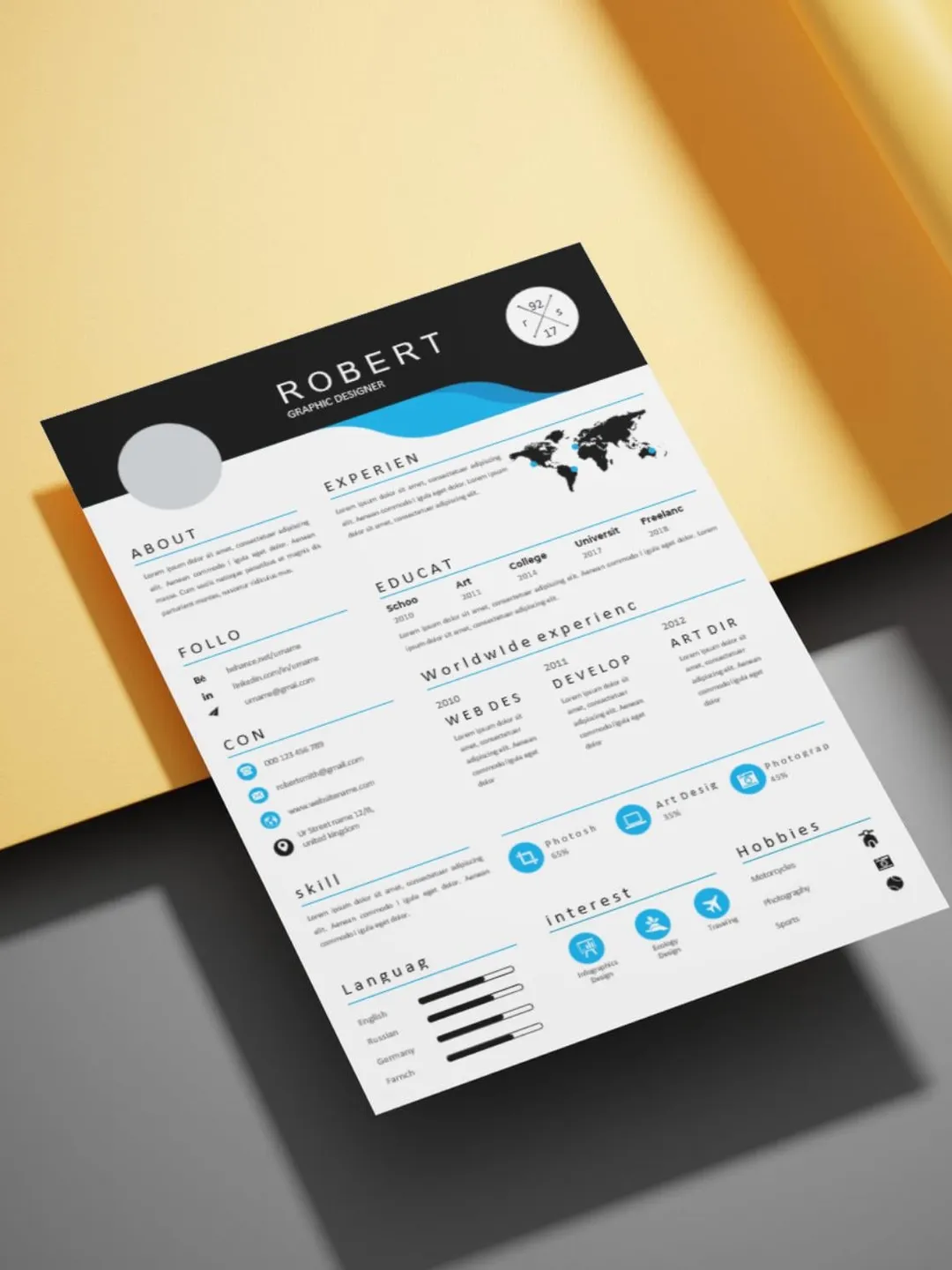 Graphic Designer Resume Template | Creative Visual CV (Word & Pages)