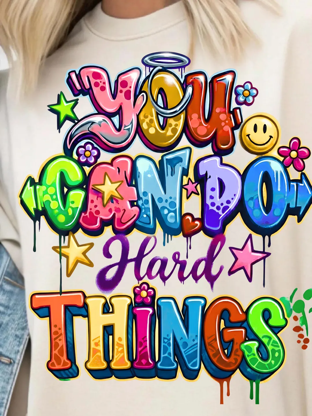 You Can Do Hard Things PNG, Motivational Graffiti Design, Colorful ...