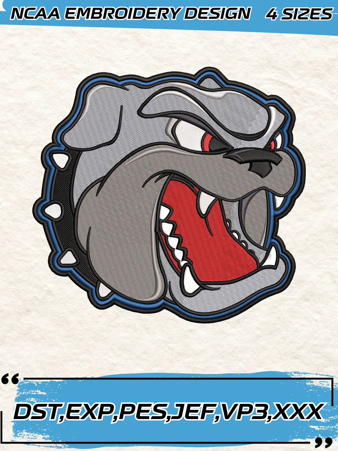 North Carolina/Asheville Bulldogs Secondary Logo Embroidery Design,NCAA Logo Embroidery Design,Machine Embroidery Design File,4 Sizes, Digital Download