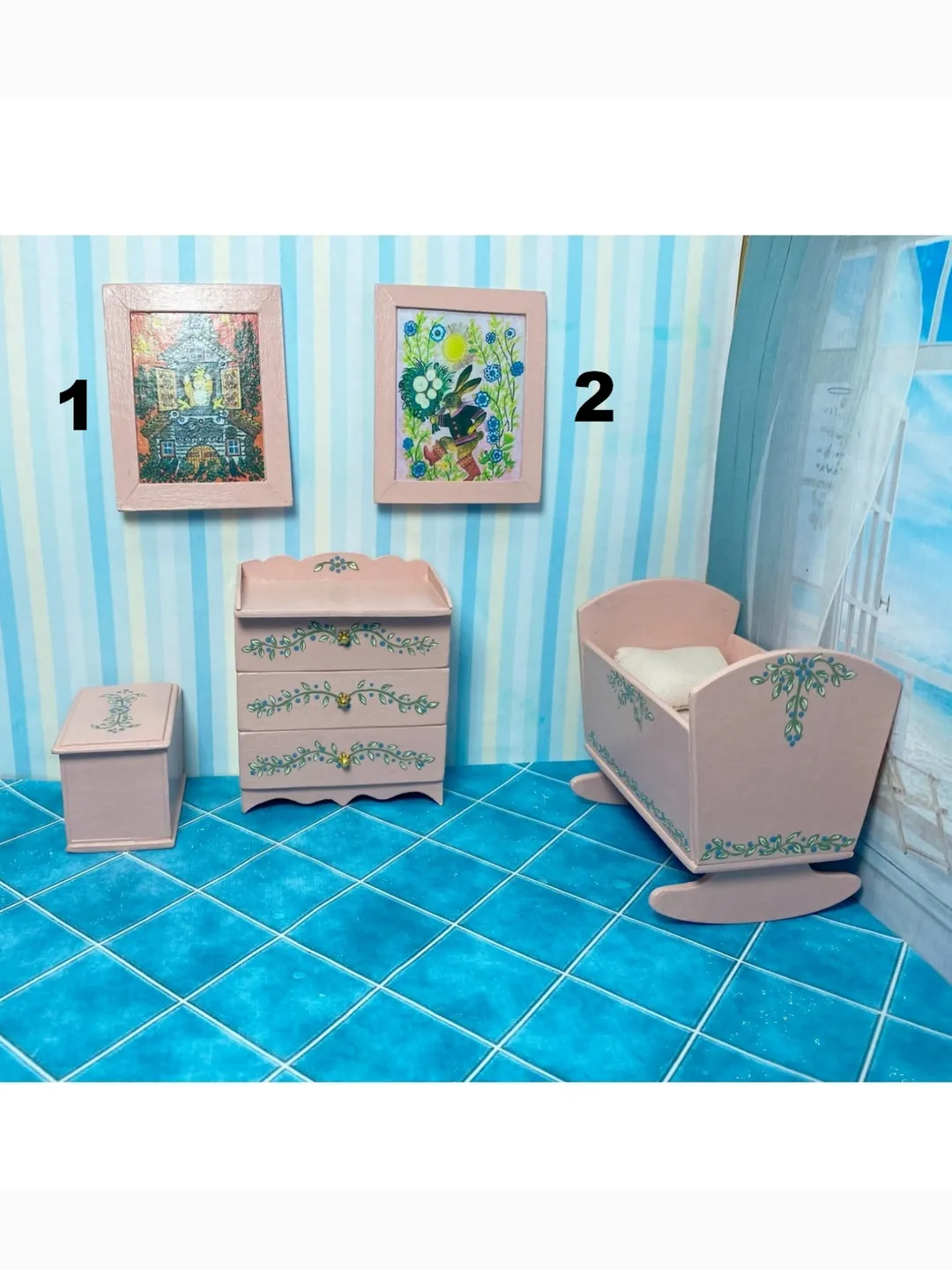 Doll furniture for a children's room. miniature dollhouse. 1:12.