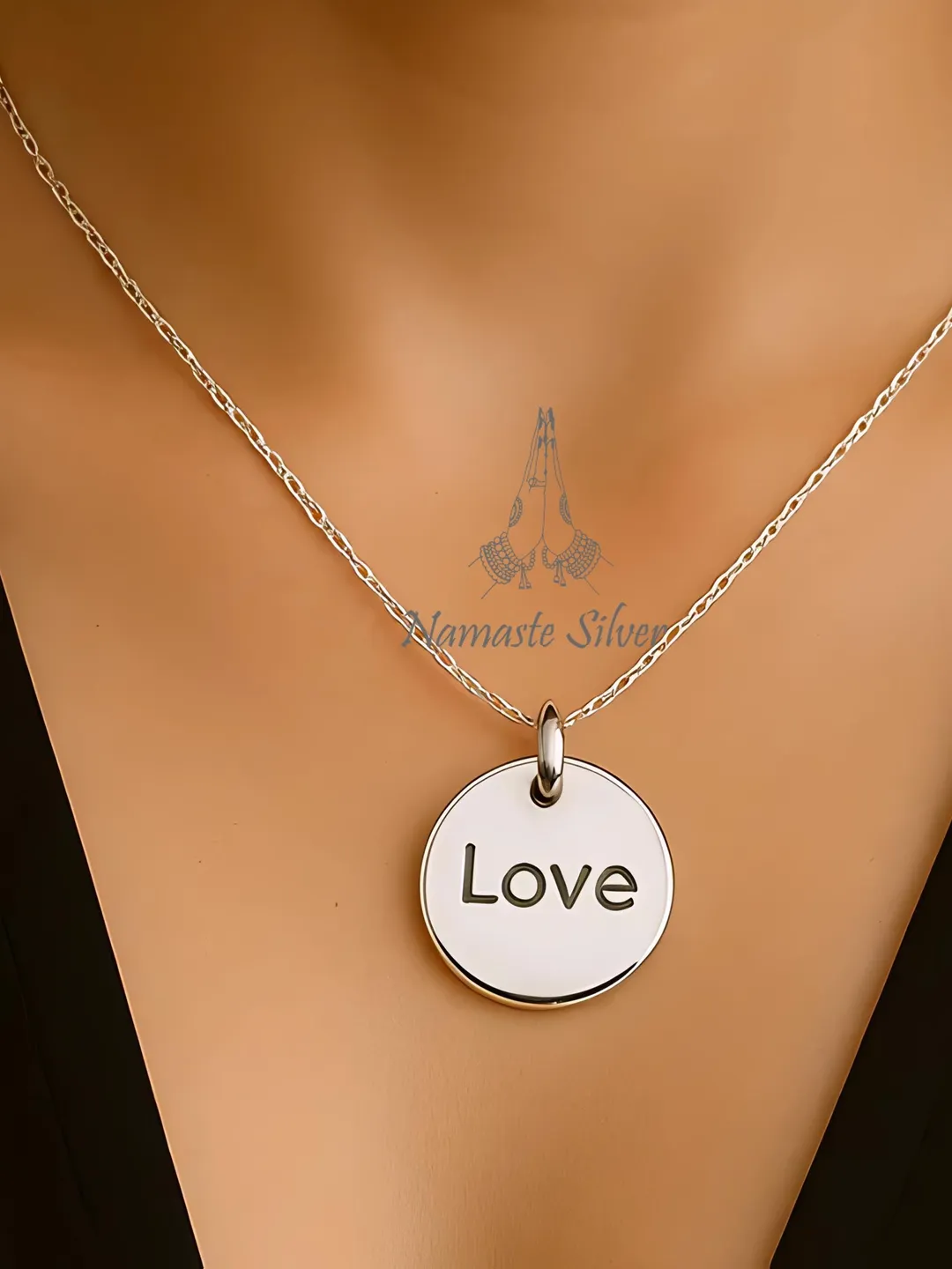 Engraved Sterling Silver Name Necklace, Personalized Round Disc Charm