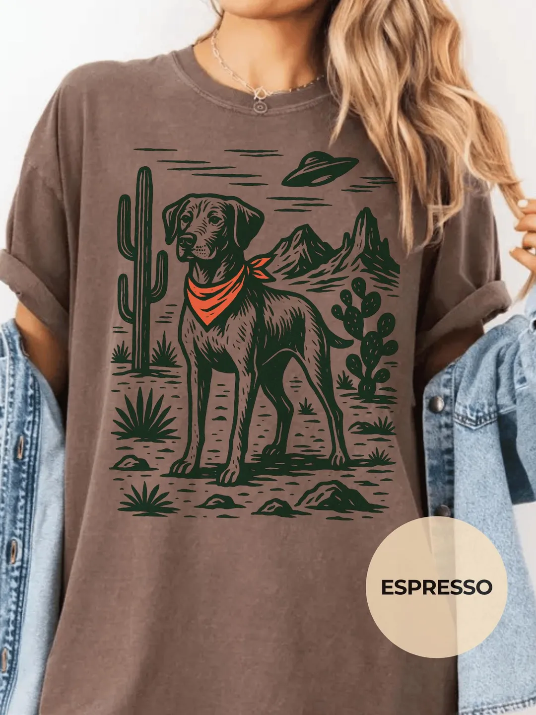 Comfort Colors Vizsla Cowboy UFO Shirt – Retro Western Dog Graphic Tee