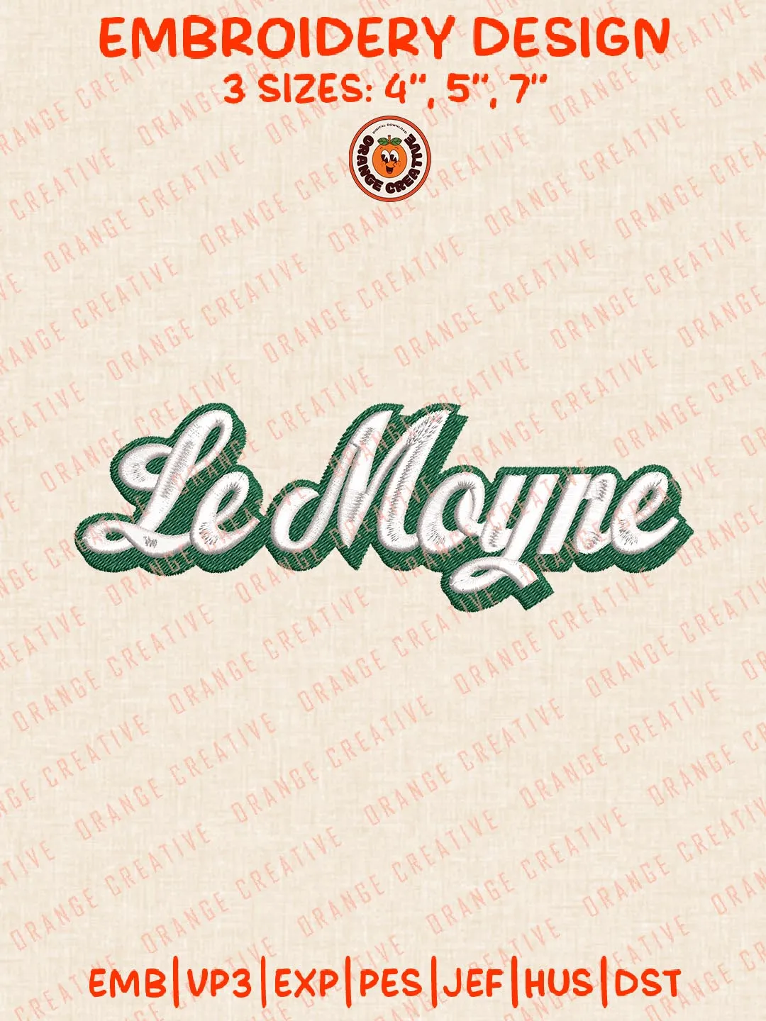 NCAA Le Moyne Text Logo Embroidery Design Files, NCAA Logos Embroidery Designs, NCAA Le Moyne Dolphins Machine Embroidery Files, 3 Sizes, Custom Sizes, Instant Download
