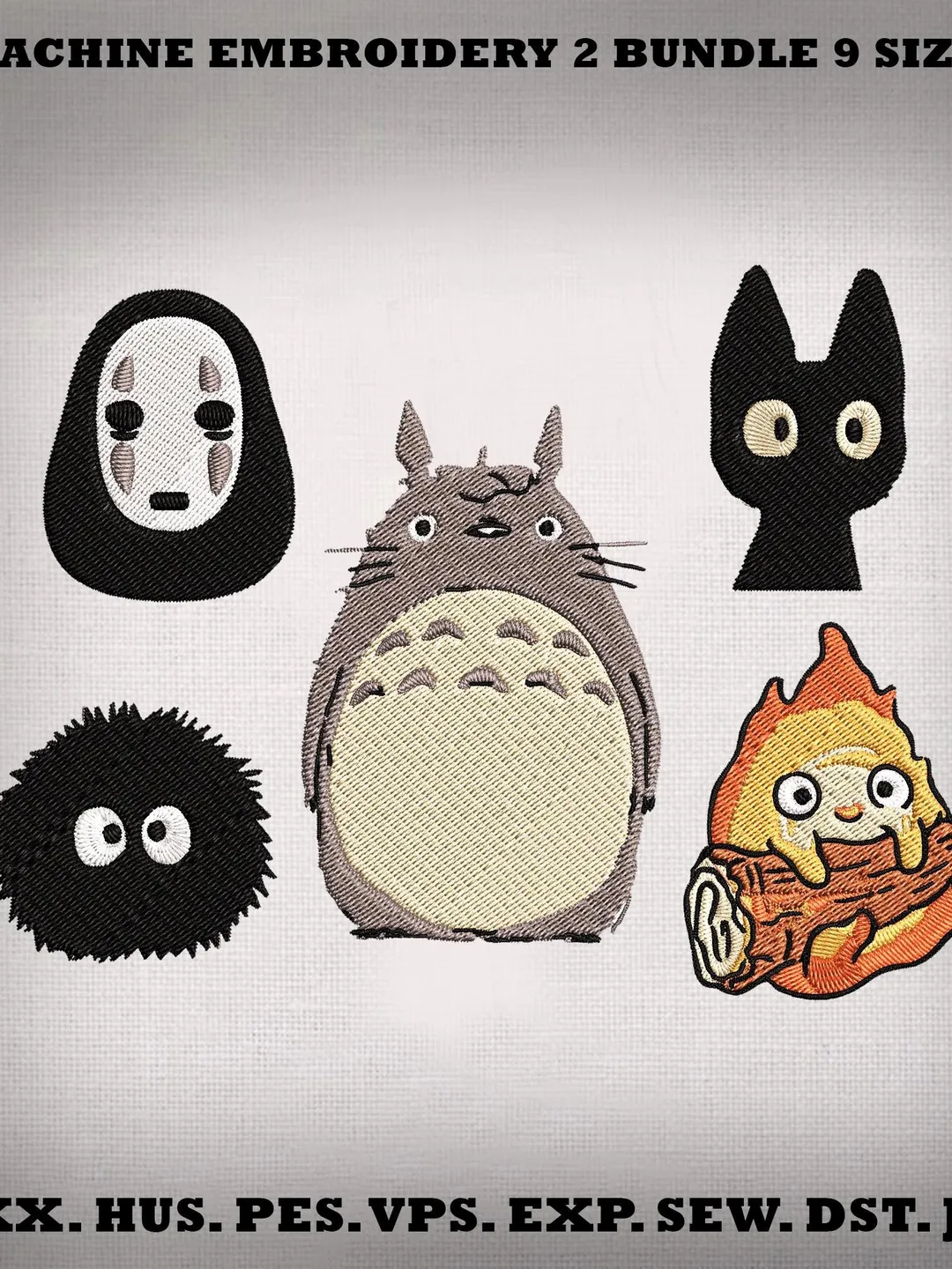 Ghibli studio embroidery design Bundle, Anime  Designs Bundle, Totoro Inspired, No Face Embroidery, Machine Embroidery Files