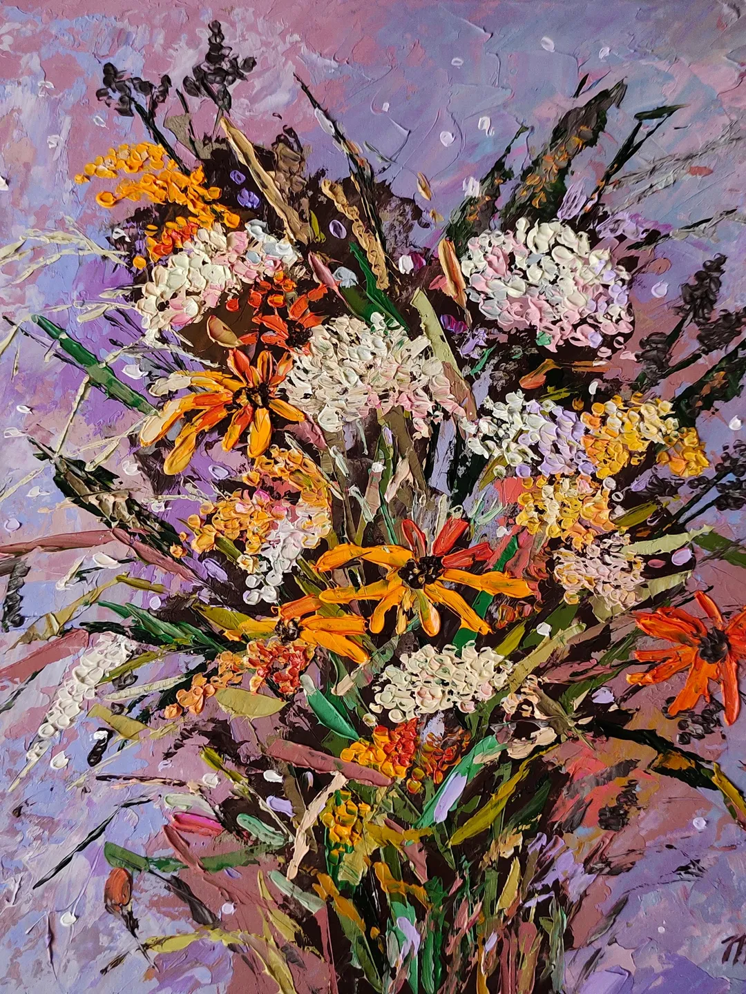 Floral painting Flower Original Art 10 by 10 inches impasto artwork oil painting art by Natalia Plotnikova