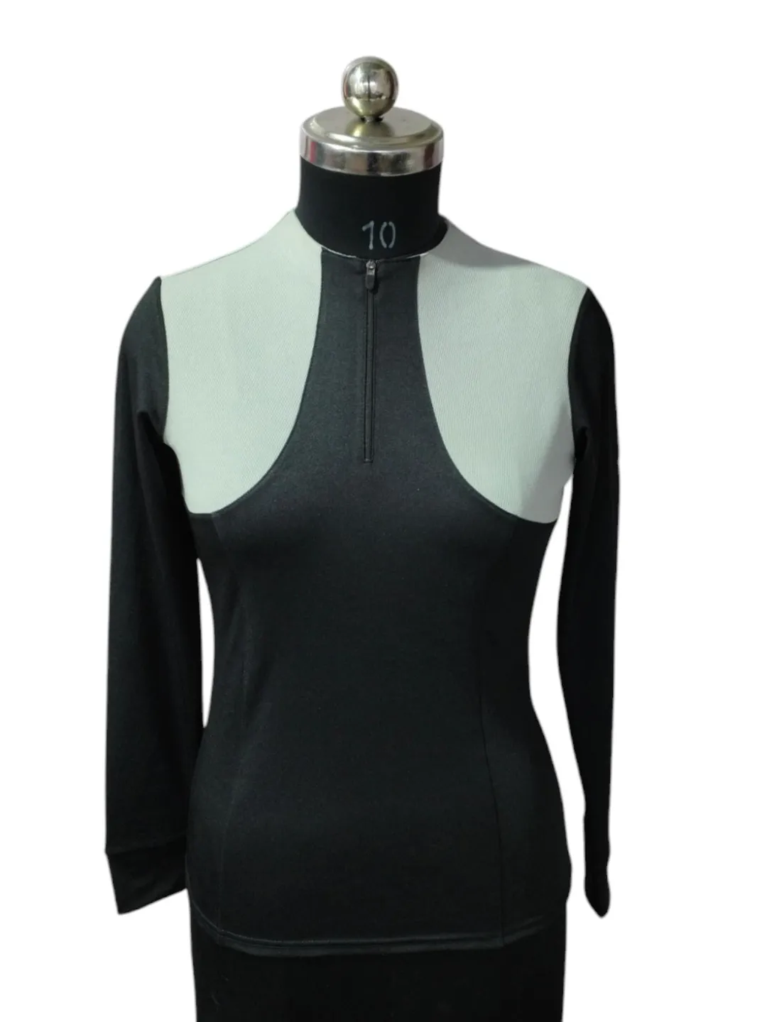 Women's Horse Riding T-Shirt: Green & Black Full Sleeve Polyester