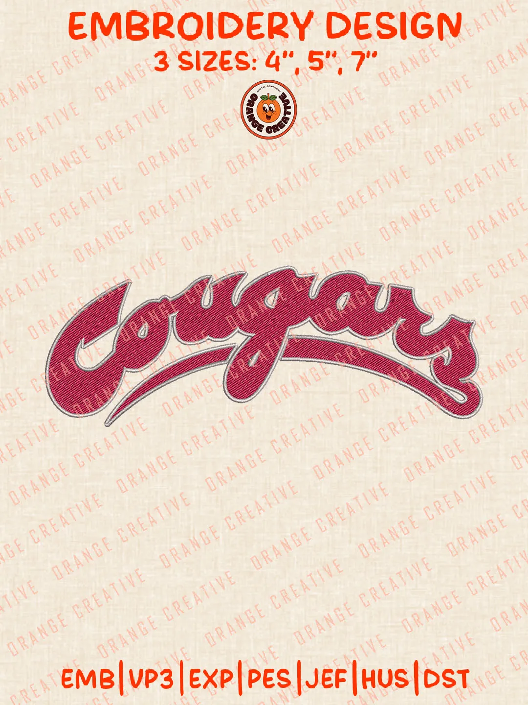 NCAA Cougars Wordmark Logo Embroidery Files, NCAA Washington State Cougars Team Embroidery Designs, College Football Team Machine Embroidery Files, NCAA Washington State Cougars Machine Embroidery, Digital Download