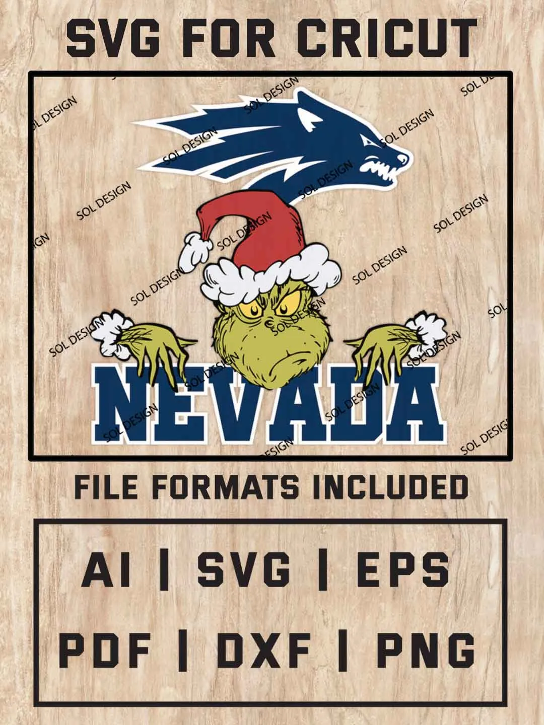 Grinch Nevada Wolf Pack SVG, NCAA College Team SVG Design, NCAA Nevada Wolf Pack SVG, NCAA Nevada Team Cricut, Christmas Svg, Grinch svg, Digital Download
