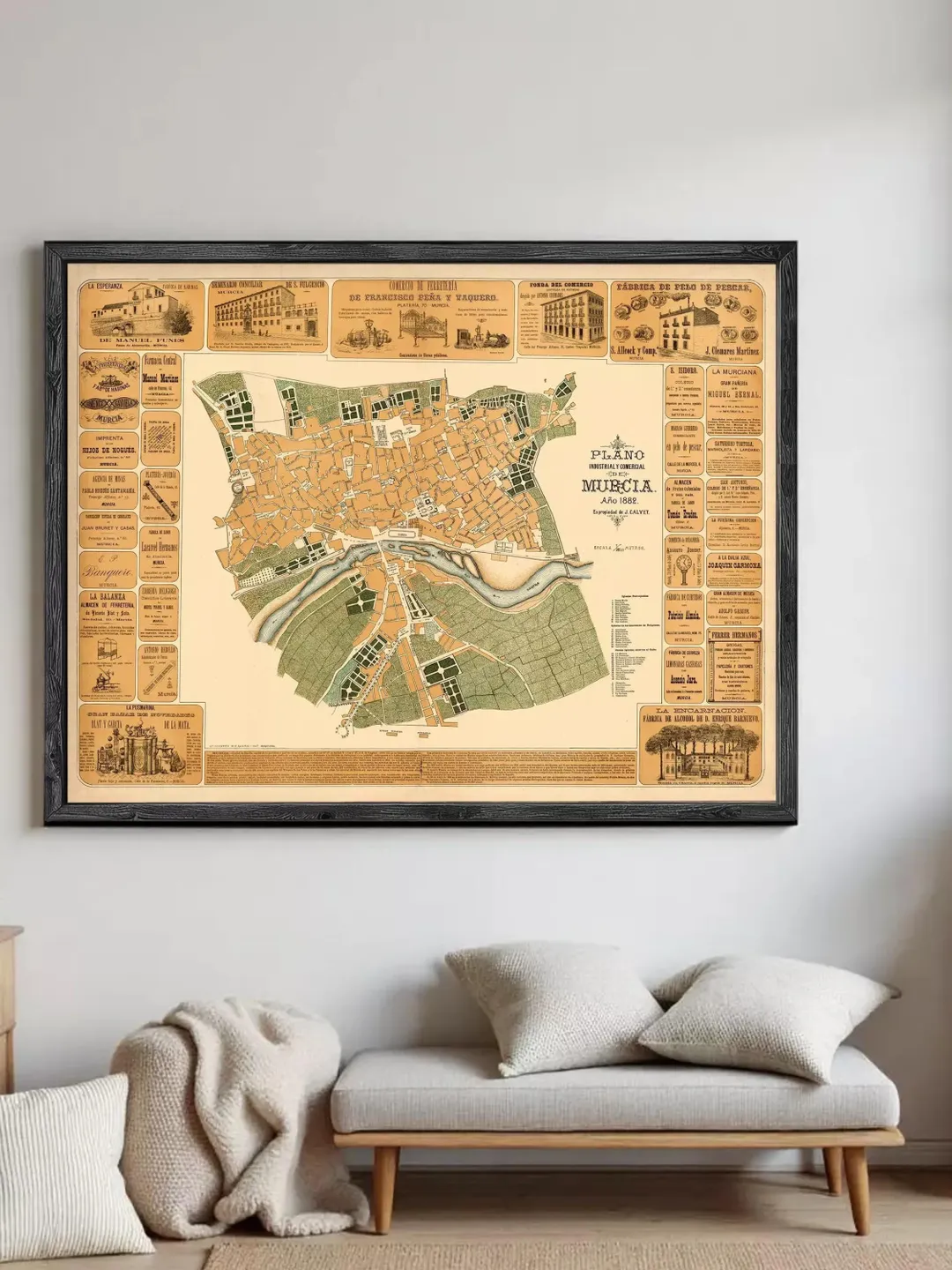 Vintage Map of Murcia Spain 1882 | Archival Print