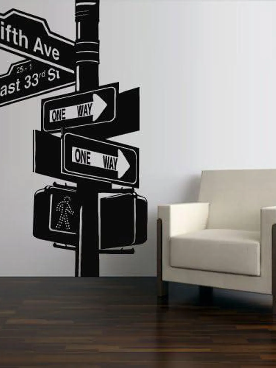Street Sign Wall Decal – NYC Fifth Avenue Urban Crossroad Vinyl Art, City Decor Sticker for Apartment, Office, Dorm or Living Room (Z2749)