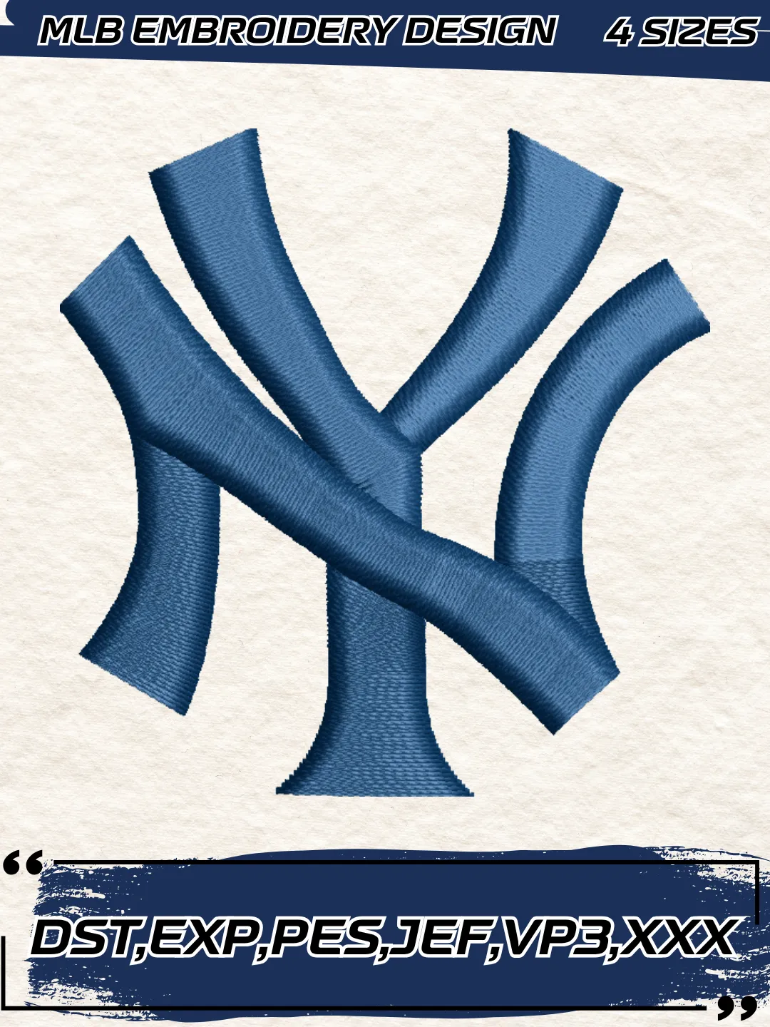 New York Baseball Embroidery Design - Cap - Machine Embroidery File