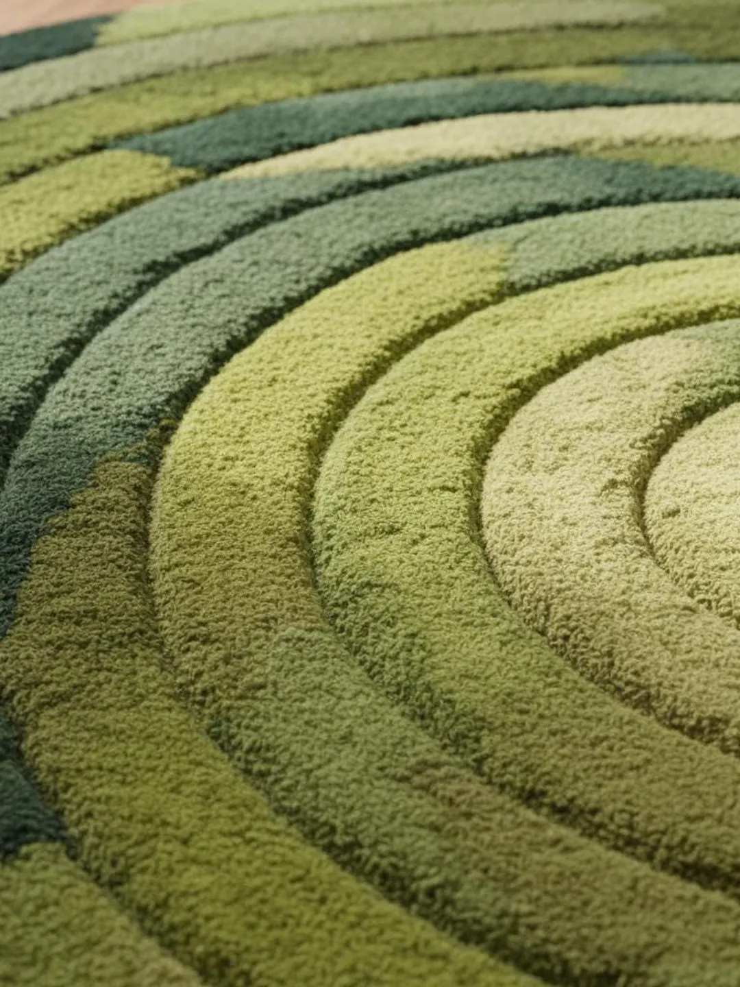 Ripple Design Rug Green Ripple Rug: Concentric Circle Tree Ring Design Teppich