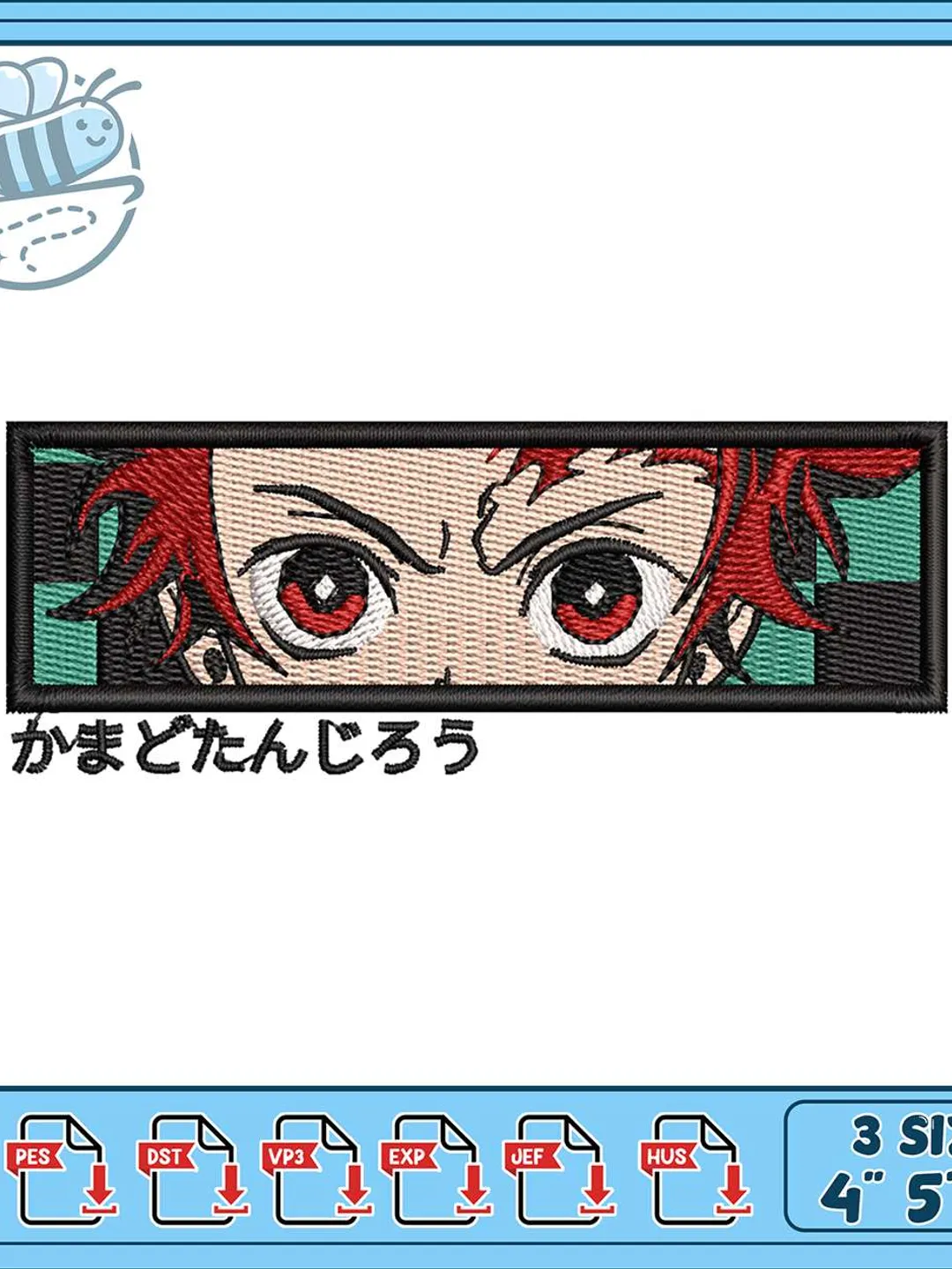 Tanjiro Eyes Rectangle Embroidery Design, Demon Slayer Anime Patch File, Peeker Face Machine Embroidery, Kimetsu No Yaiba Instant Download