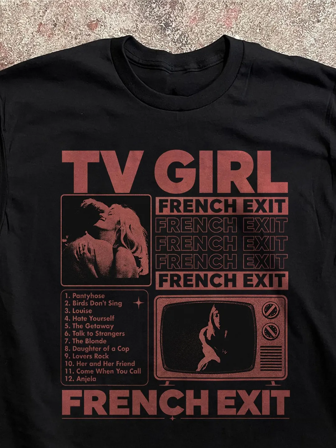 帯付 TV GIRL FRENCH EXIT ティーヴィー・ガール フレンチ TV Girl French Exit Album T-Shirt – Indie Pop Band Merch Tee
