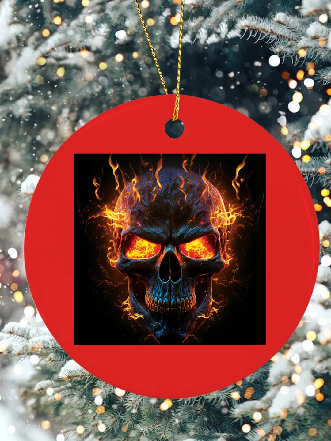 with Skull Christmas Ceramic Ornament