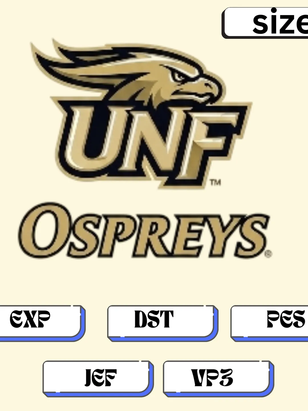 UNF Ospreys Eagle Embroidery Pattern | Multi-Size Digitized File | DST, PES, JEF, EXP, VP3