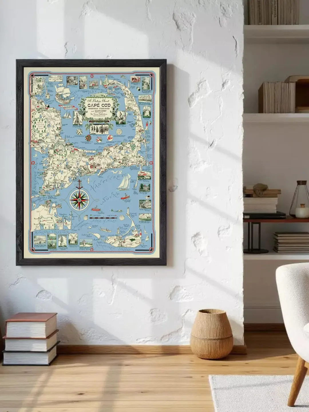 Vintage Cape Cod Map Print, Massachusetts Nautical Chart