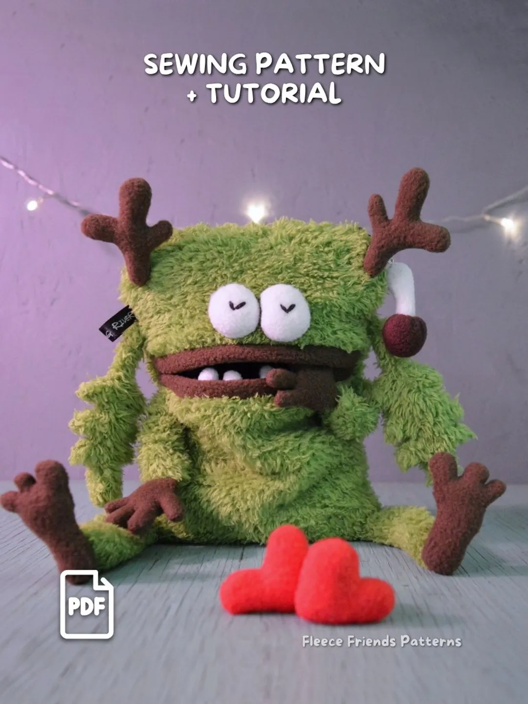 Monster Zipper Bag Sewing Pattern PDF, Plush Purse with Teeth Mouth Pocket, Easy Zipper Sewing Tutorial