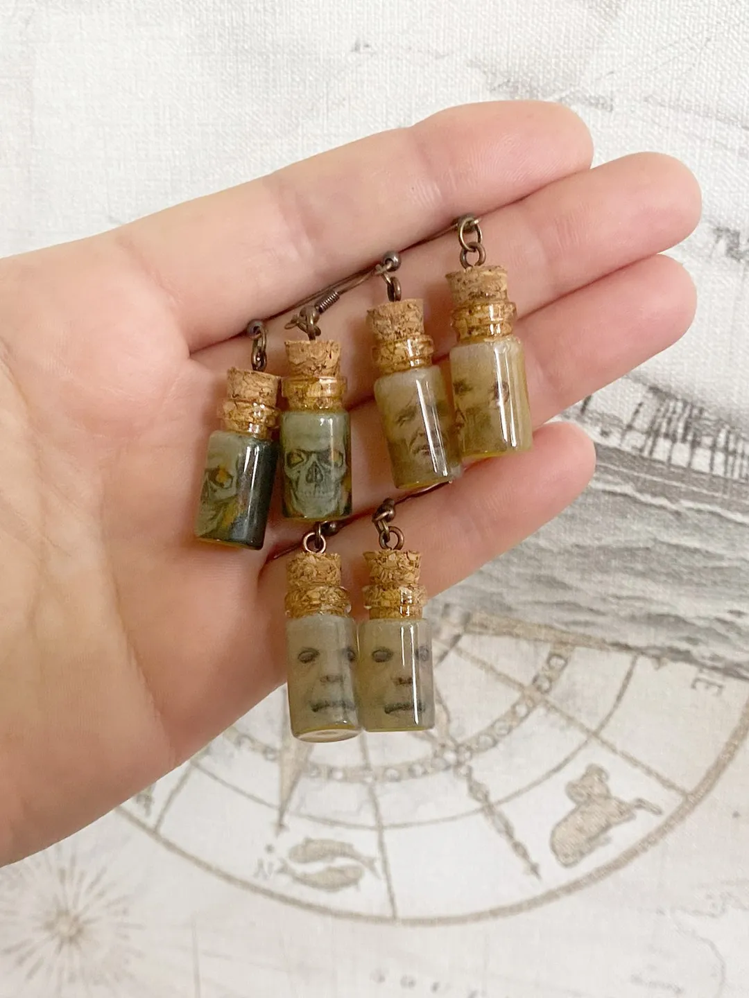 Creative handmade earrings. Interesting idea. Author's design. Earrings for Halloween.