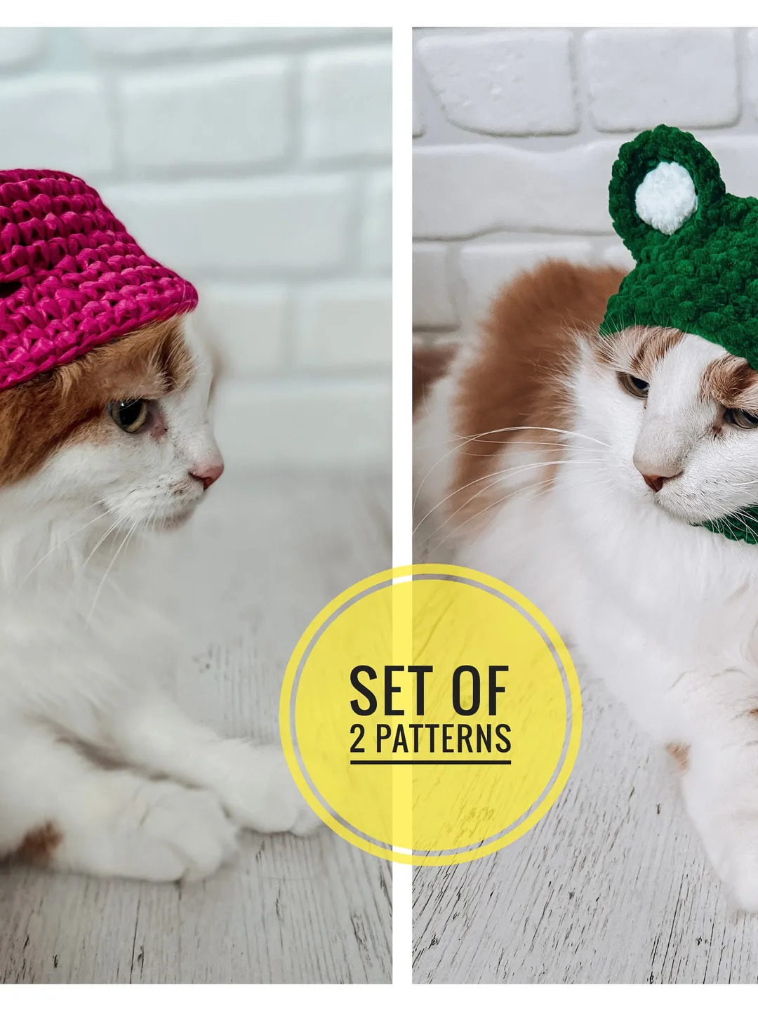 Crochet pattern bundle pets hat PDF digital instant download, video tutorial, crochet cat hat, crochet hog hat, bucket hat, balaclava frog