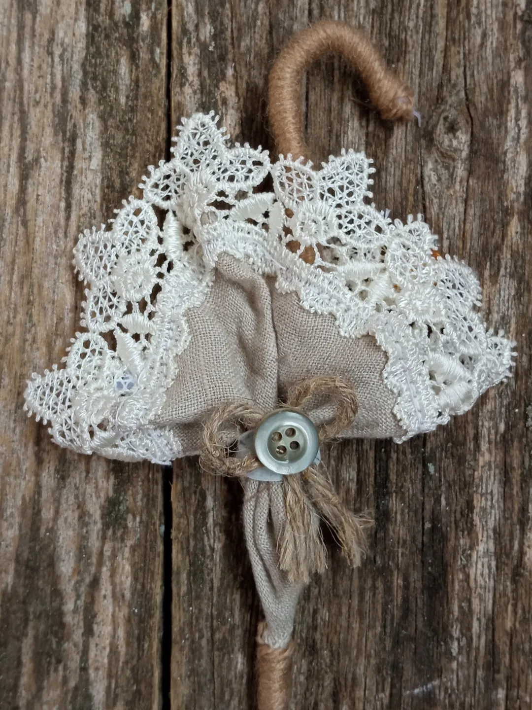 Umbrella handmade linen brooch on a pin/women's accessories/women's jewellery/gift for her/Mather Day gifts/grandma gift