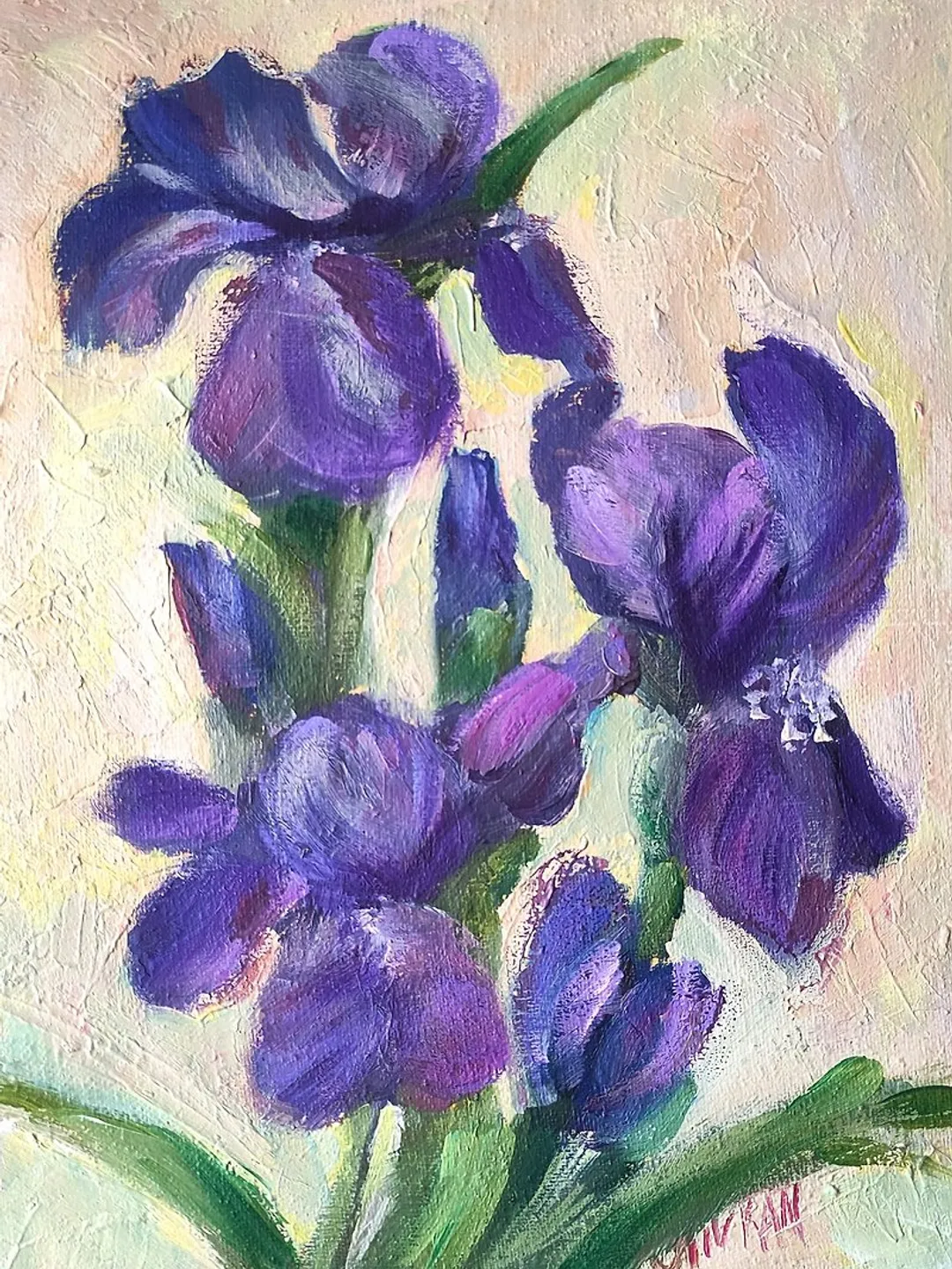 Iris Painting Floral Original Art Flower Iris Oil Artwork