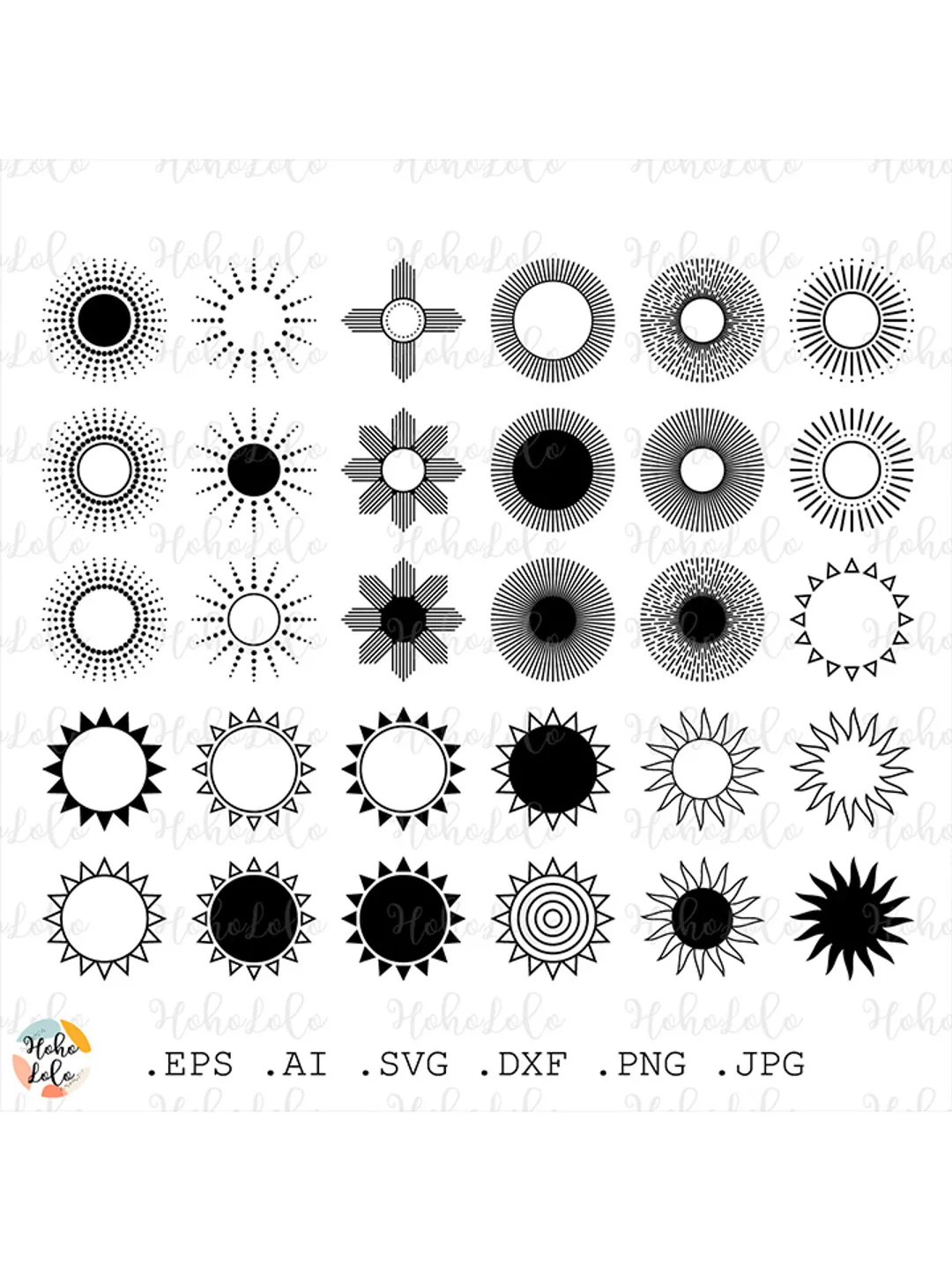 Sun Svg, Sun Sign Cricut, Sun Silhouette, Sun Stencil Template Dxf