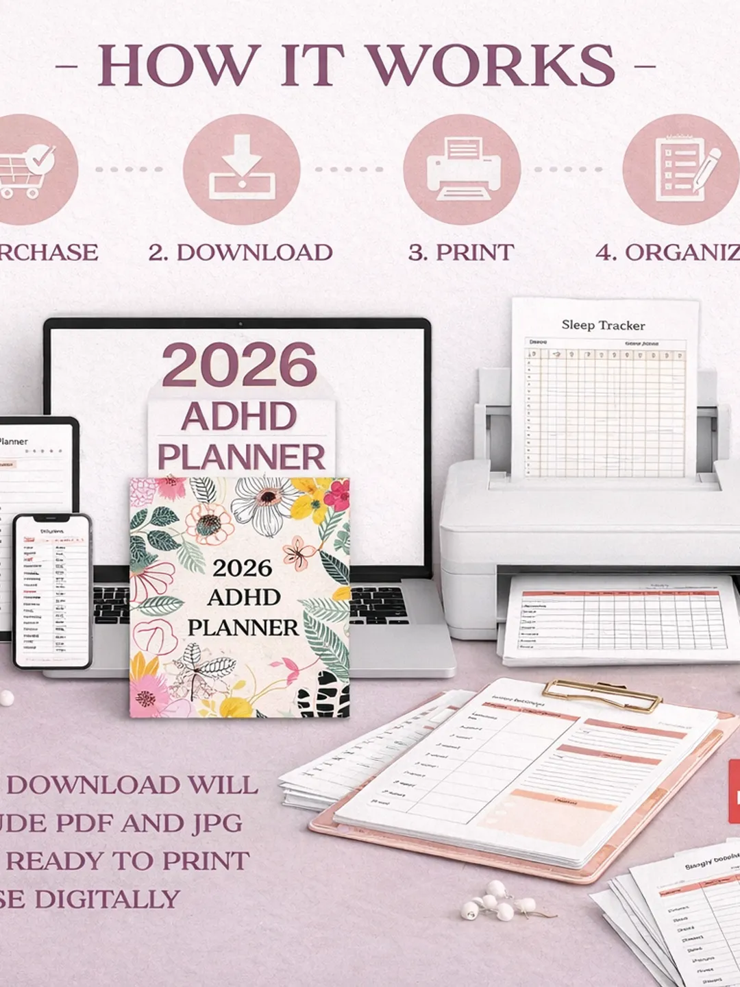 2026 ADHD Planner Canva Template | Daily Weekly Monthly Planner ...