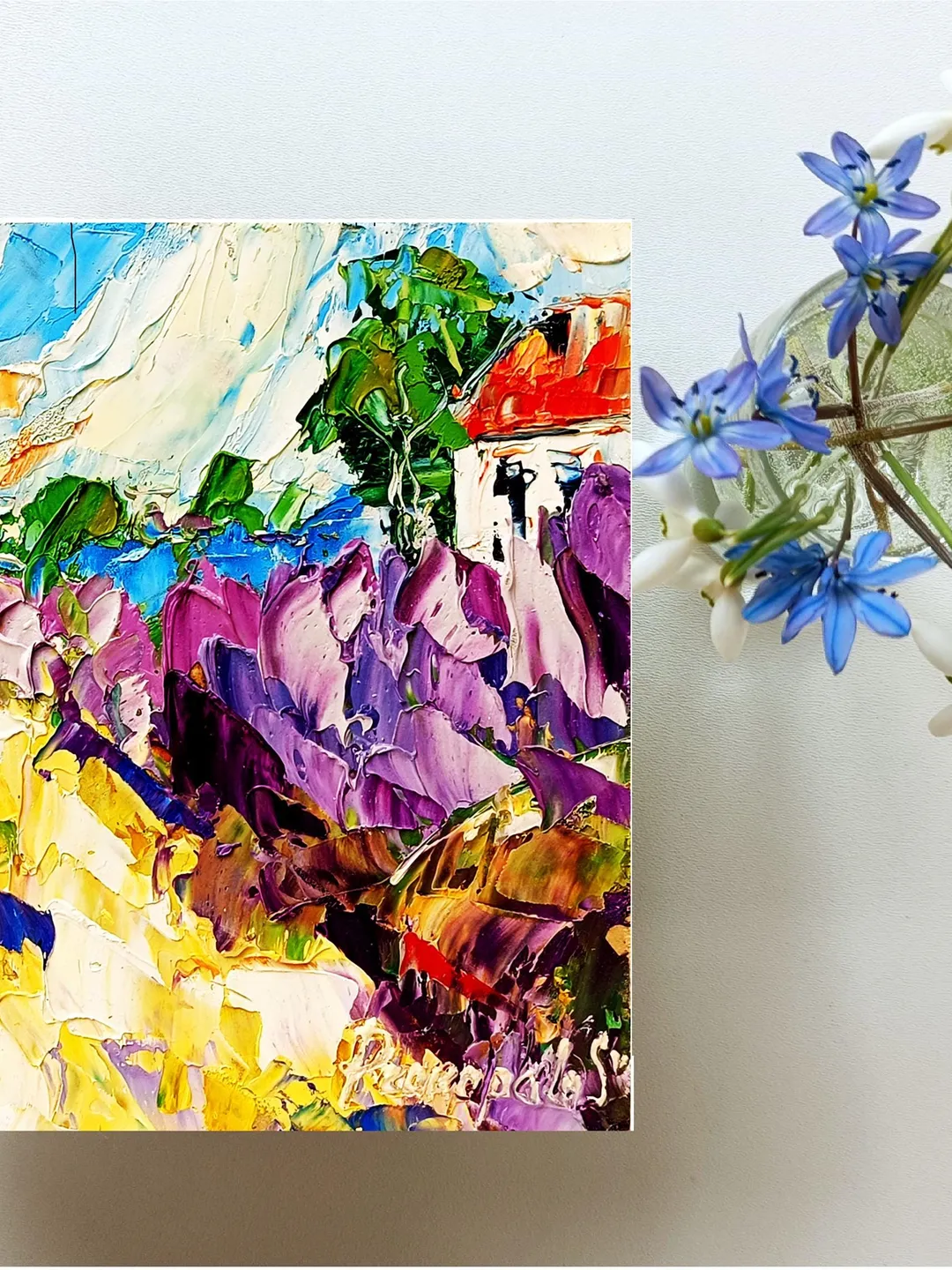 Lavender Painting Honeybee Original Art Floral Impasto Oil Painting ...
