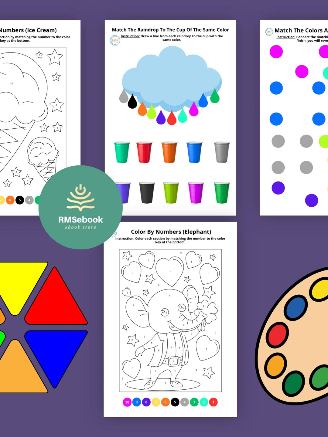 Colors Activity Worksheets for Kids | Color Matching, Color by Number ...
