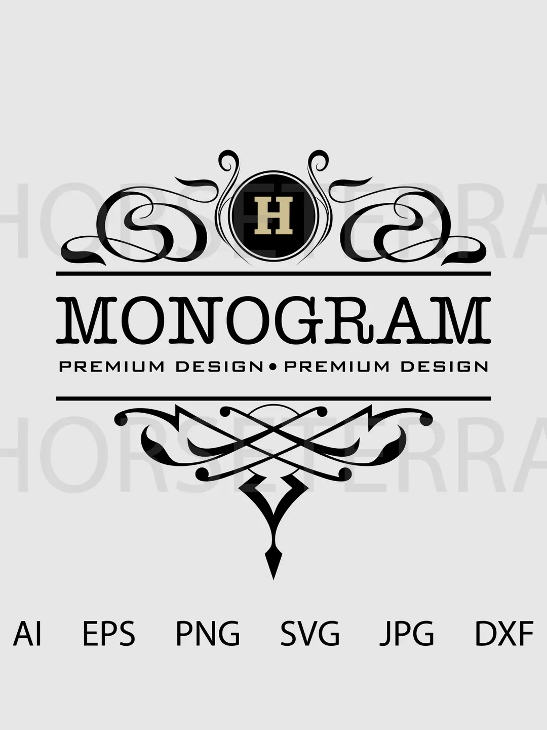Part Monogram Template for printing. Monogram. Vector file