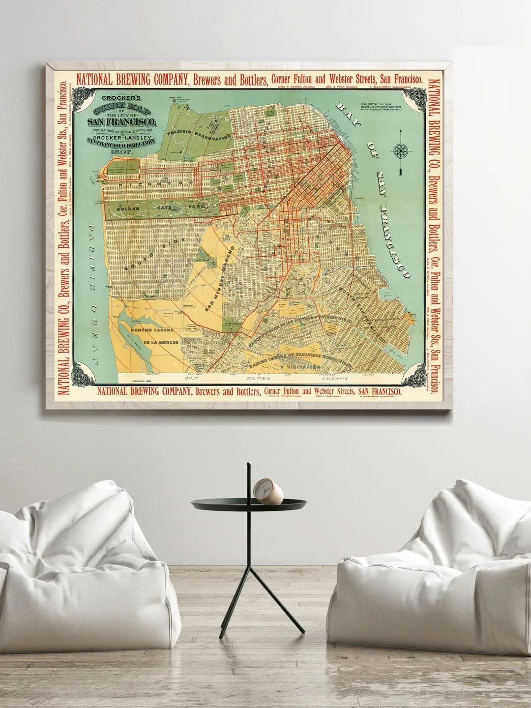 Vintage San Francisco Map Print | 1896 Antique Wall Art