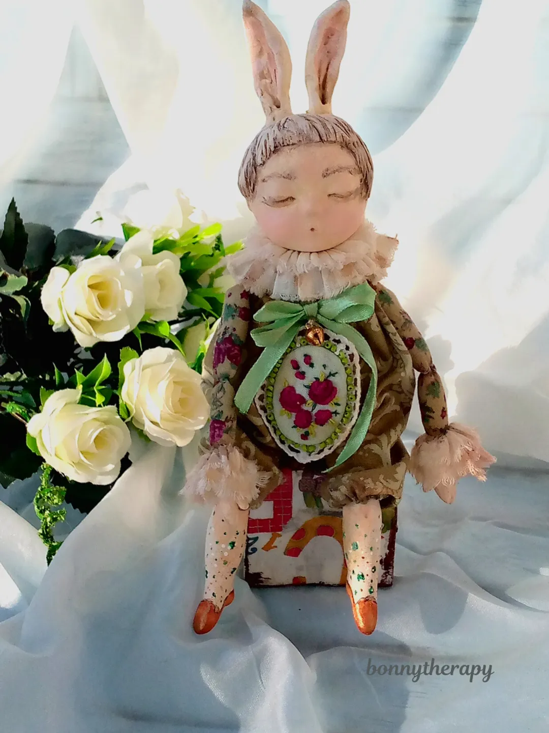 Funny doll bunny girl 9 inches with ears, decorative doll.