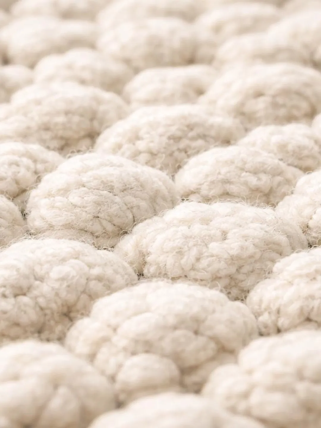 Handwoven Wool Rug, Chunky Loop Pile, Neutral Ivory, Scandinavian