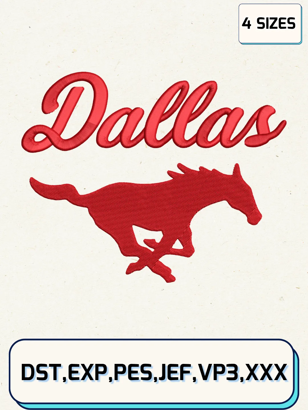 SMU Mustangs Misc Logos Embroidery Design Files, NCAA Logos Embroidery Designs, Machine Embroidery Files, 4 Sizes
