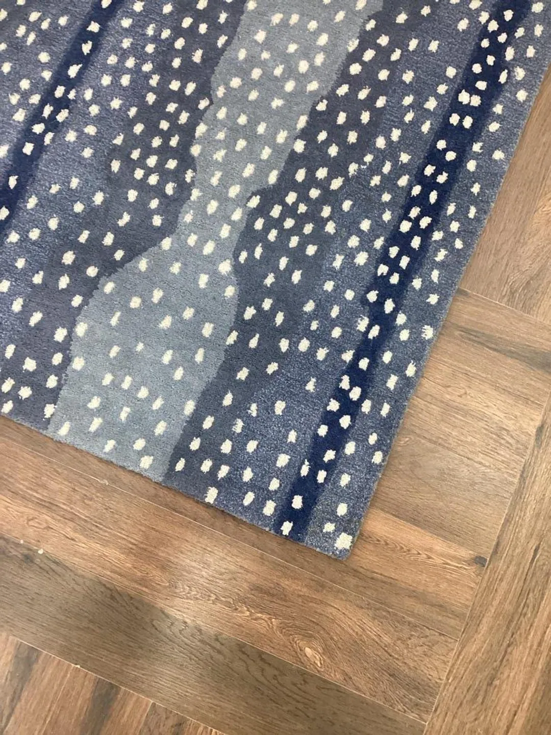 Hand Tufted Wool Antelope Rug – Blue Modern Print, Custom Size