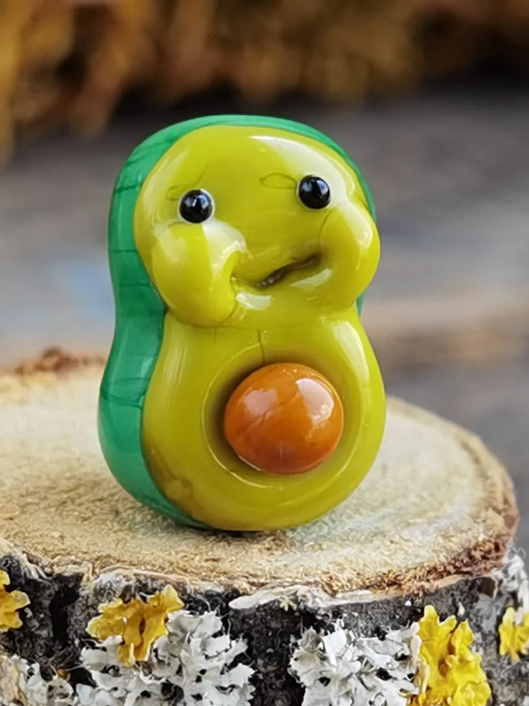 KAWAII AVOCADO figurine Miniature Avocado Glass Avocado beads Vegetable beads Miniature animals Vegatable ornament Decor Glass figurines