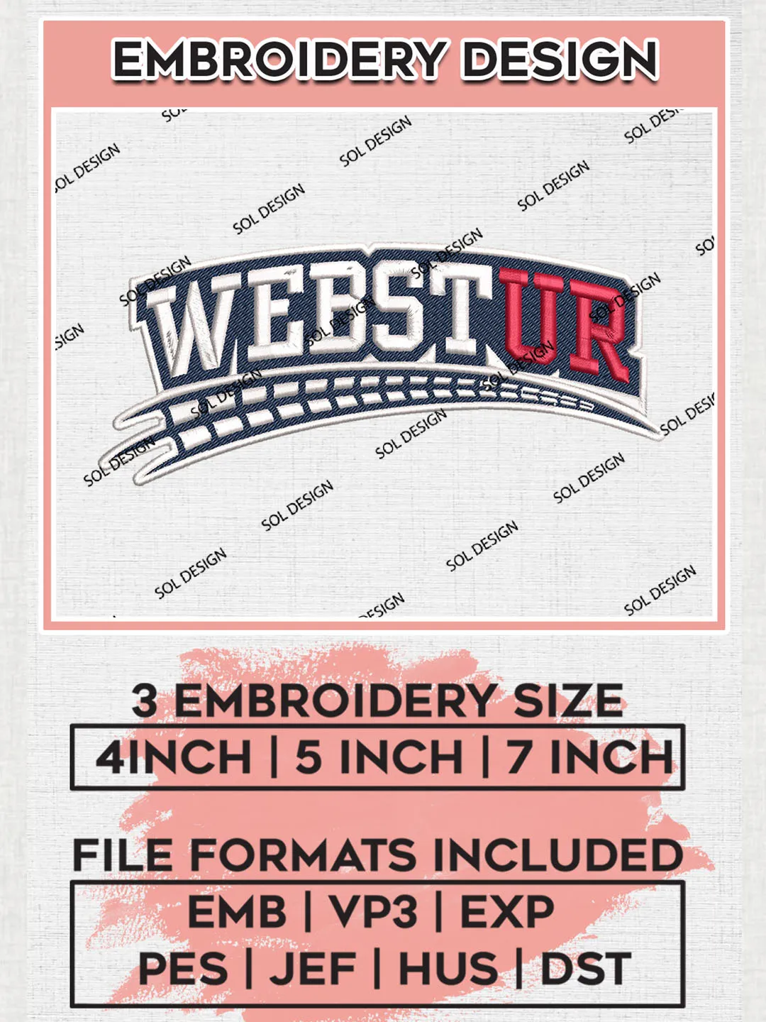 NCAA Webstur Spiders College Football Team Logo Embroidery Design Files, NCAA Richmond Spiders Machine Embroidery, NCAA Teams, 3 sizes, NCAA Machine embroidery designs, Digital Download