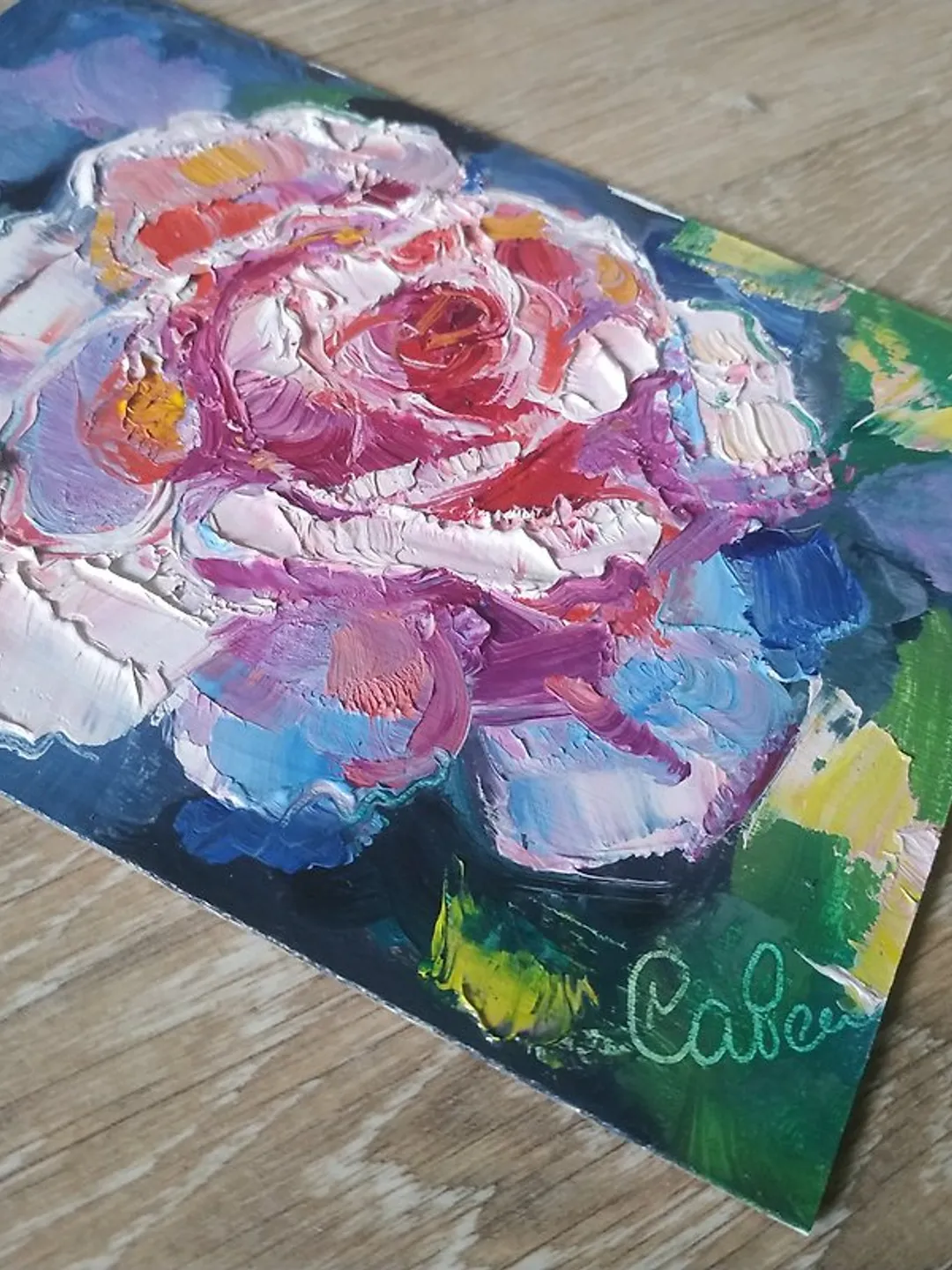 Rose Painting Flower Original Art Artwork Small Oil Impasto Floral Wall Art