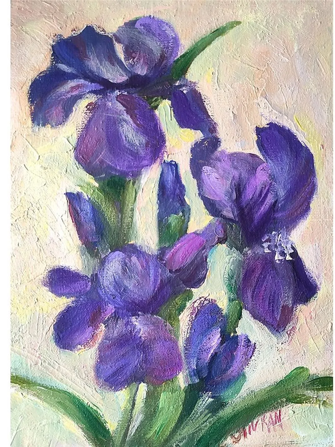 Iris Painting Floral Original Art Flower Iris Oil Artwork