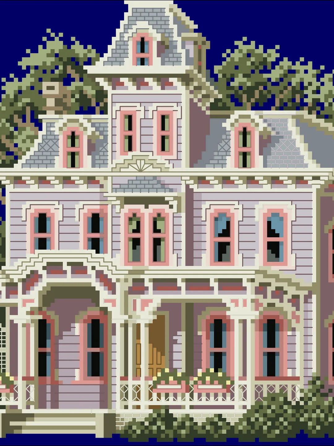 Vintage Cross Stitch Pattern Victorian House Counted Digital Download PDF