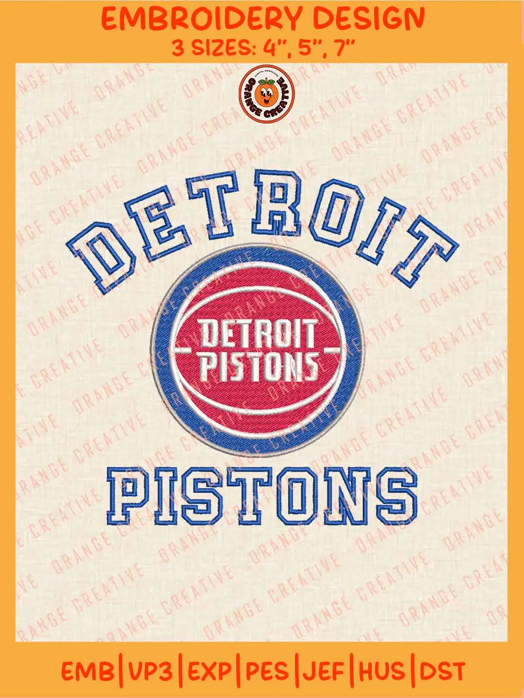 NBA Detroit Pistons Team Logo Embroidery Files, Detroit Pistons Basketball Team Embroidery Designs, NBA Pistons Machine Embroidery Files, NBA Basketball Team Machine Embroidery, Digital Download