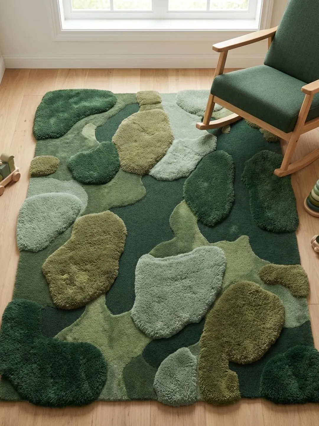Moss Rug Hand Tufted Green Abstract Area Rug