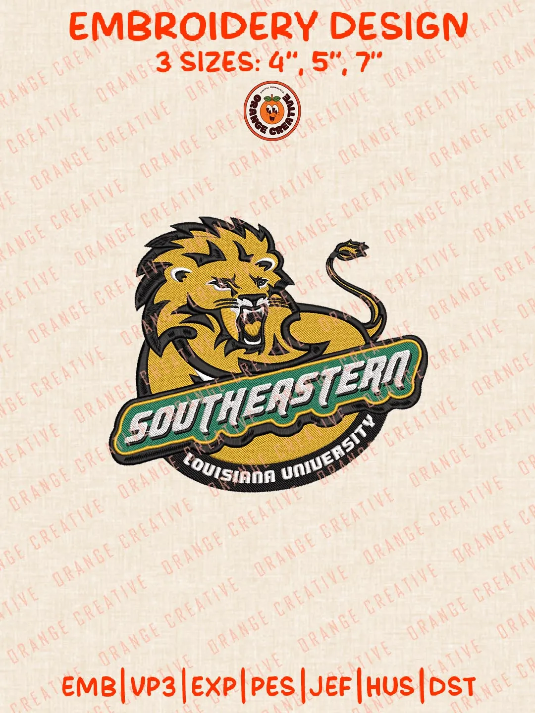 SE Louisiana Lions NCAA Logos Embroidery Design Files, NCAA Logos Embroidery Designs, Machine Embroidery Files, 4 Sizes, Custom Sizes, Instant Download