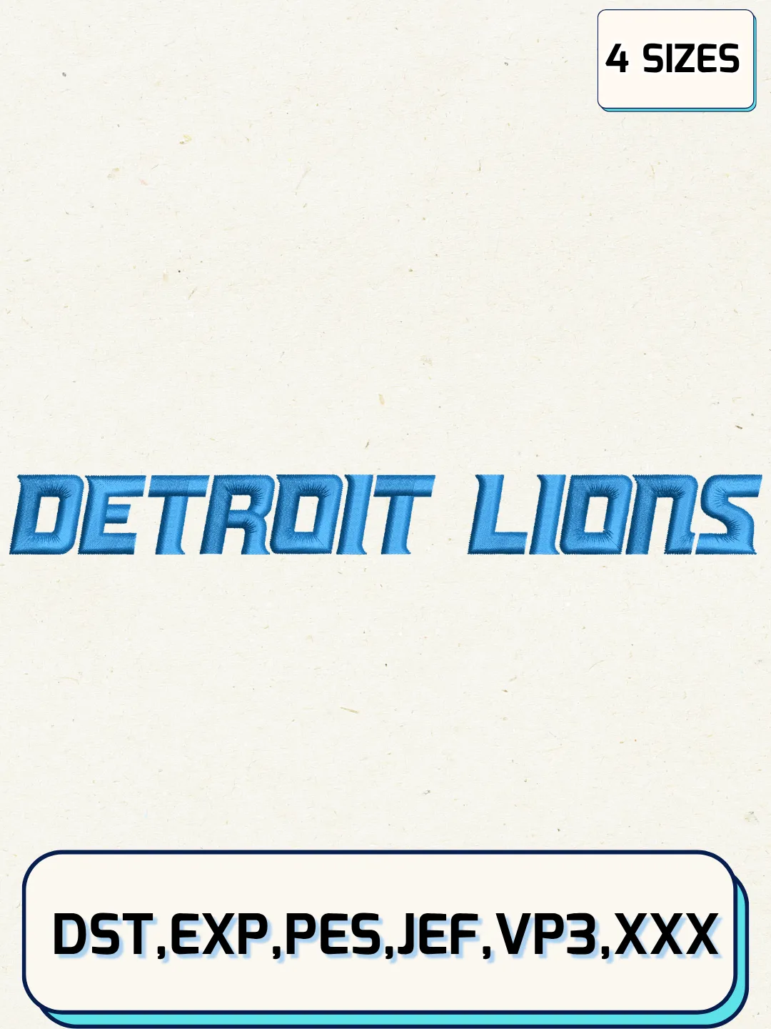 Detroit Lions Wordmark Logo Embroidery Design Files,NFL Logo Embroidery Designs,Machine Embroidery Files,4 Sizes
