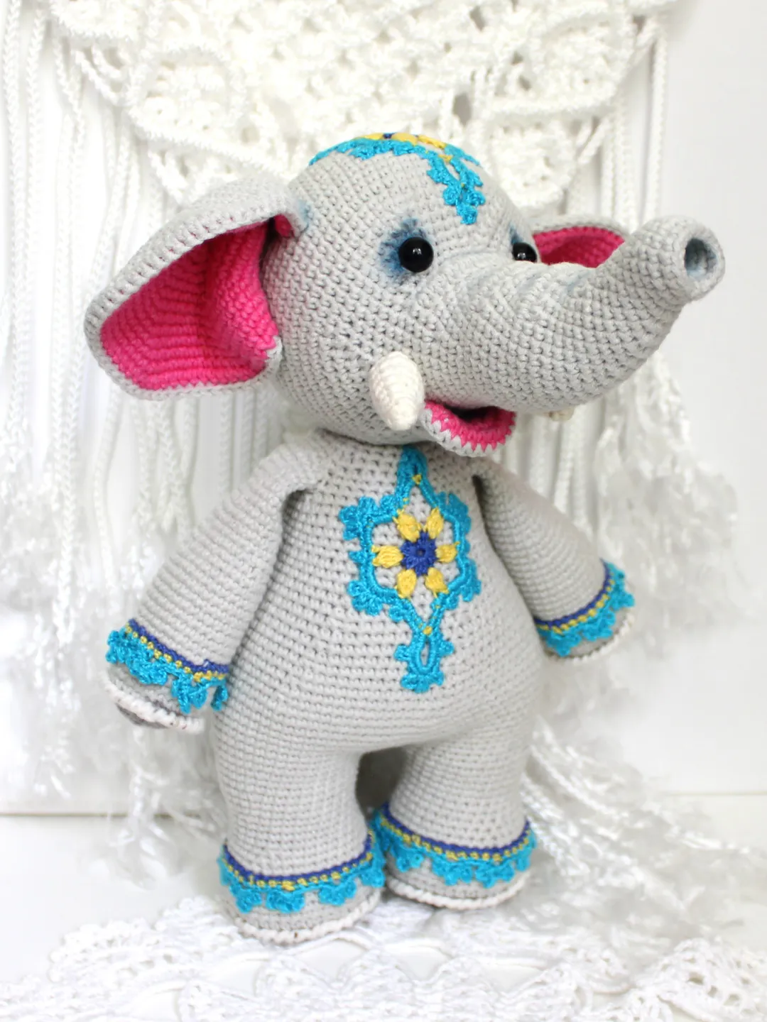 Crochet elephant pattern PDF in English Amigurumi stuffed toy